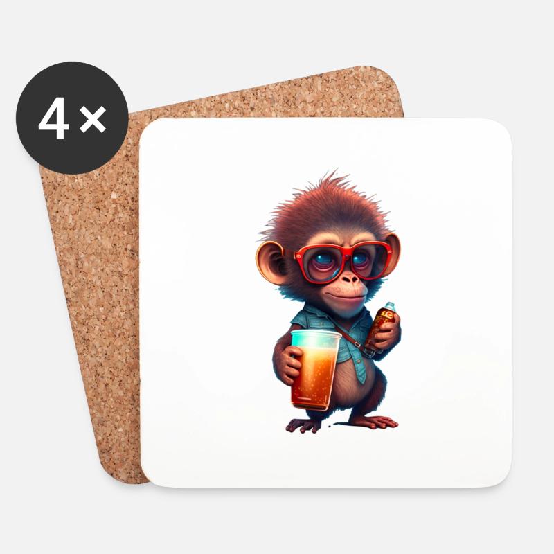 Monkeywitha drink - Coasters (set of 4) - white