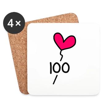 100 JAHRE. 100-jähriges Jubiläum. GEBURTSTAG 100 JAHRE. - Untersetzer (4er-Set) - Weiß - Vorne