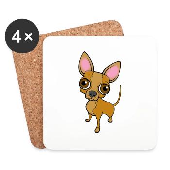 Hund - Untersetzer (4er-Set) - Weiß - Vorne