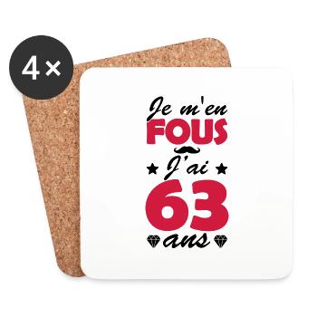 j ai 63 ans / humour anniversaire 63 ans - Dessous de verre (lot de 4) - blanc - Devant