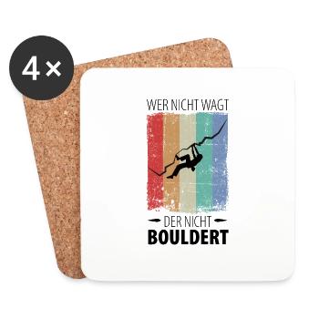 Wer nicht wagt, der nicht Bouldert - Untersetzer (4er-Set) - Weiß - Vorne