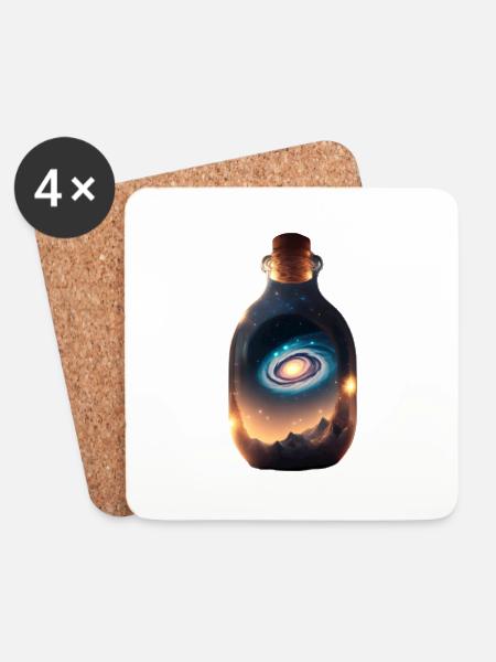 Die Milchstrasse in einer Flasche - Untersetzer (4er-Set) - Weiß