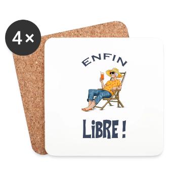 Enfin libre, ah la retraite... - Dessous de verre (lot de 4) - blanc - Devant