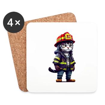 Chat de feu - Dessous de verre (lot de 4) - blanc - Devant
