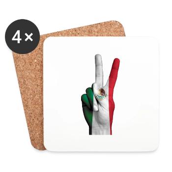 Drapeau Mexicain signe victoire. Mexique - Dessous de verre (lot de 4) - blanc - Devant