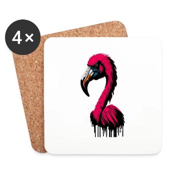Flamingo Pink Abstrakt - Untersetzer (4er-Set) - Weiß - Vorne