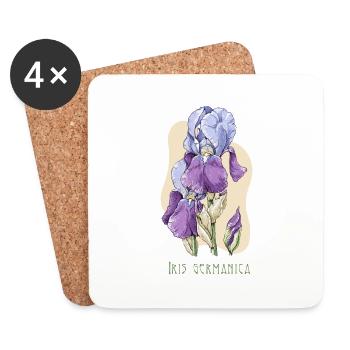 Iris botanical drawing - Coasters (set of 4) - white - Front
