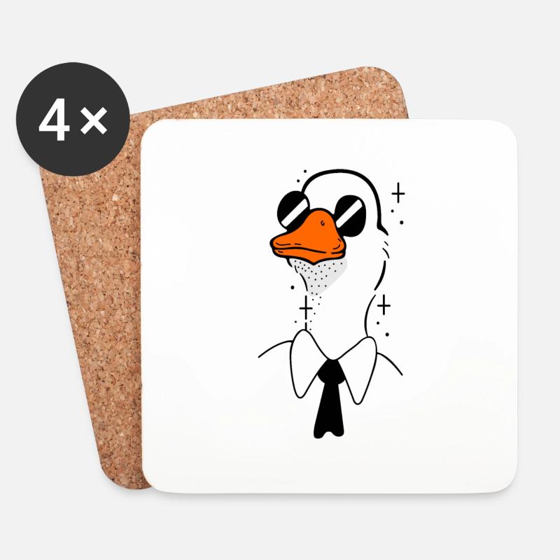 Gans mit Krawatte - Untersetzer (4er-Set) - Weiß