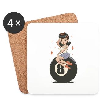 Rockabilly Mädchen - Untersetzer (4er-Set) - Weiß - Vorne