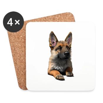Chiot Berger Allemand Propriétaire Chien - Dessous de verre (lot de 4) - blanc - Devant