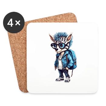 Dessin animé zébré mignon - Dessous de verre (lot de 4) - blanc - Devant