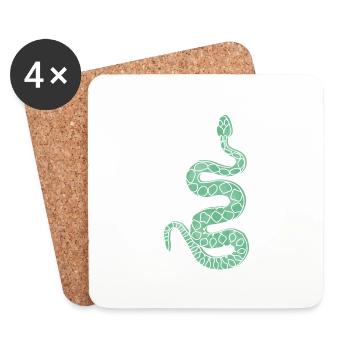 « Snake », design de ligne boho, série « Desert » - Dessous de verre (lot de 4) - blanc - Devant