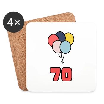 70. 70 YEARS. 70TH ANNIVERSARY. BIRTHDAY 70 YEARS. - Coasters (set of 4) - white - Front