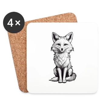 Cute fox forest animal - Coasters (set of 4) - white - Front