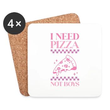 J’ai besoin de pizza, pas de garçons - Dessous de verre (lot de 4) - blanc - Devant