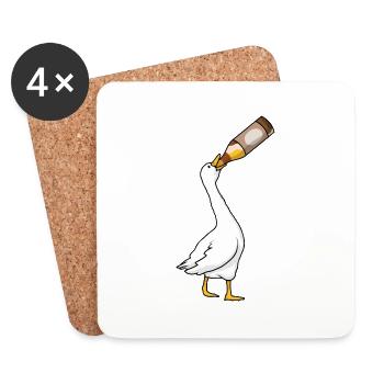 Beer bottle drinking goose drunk alcohol - Coasters (set of 4) - white - Front