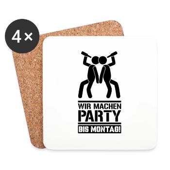 wir machen party - Untersetzer (4er-Set) - Weiß - Vorne