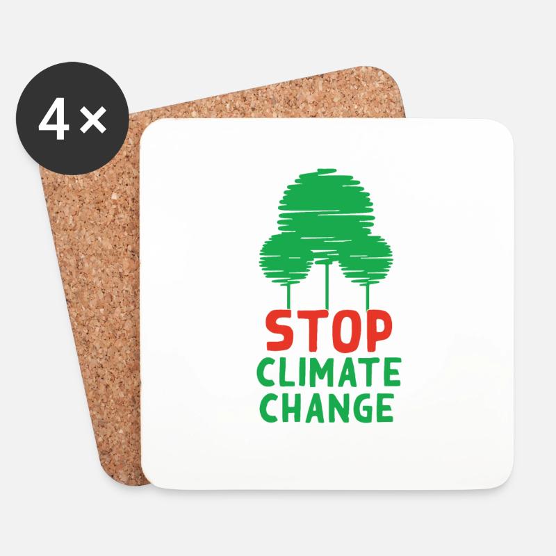 Stop Climate Change - Untersetzer (4er-Set) - Weiß