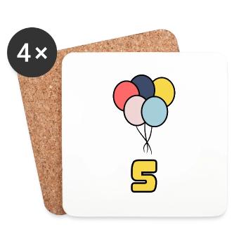 5. 5 JAHRE. 5-JÄHRIGES JUBILÄUM. GEBURTSTAG 5 JAHRE. 5 - Untersetzer (4er-Set) - Weiß - Vorne
