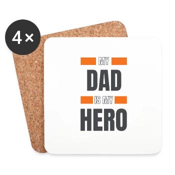 My Dad is my hero - Untersetzer (4er-Set) - Weiß - Vorne