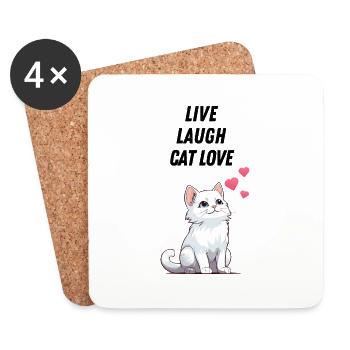 Cat Love Katzenliebe - Untersetzer (4er-Set) - Weiß - Vorne