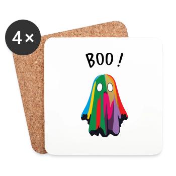 Fantôme mignon / Halloween - Dessous de verre (lot de 4) - blanc - Devant