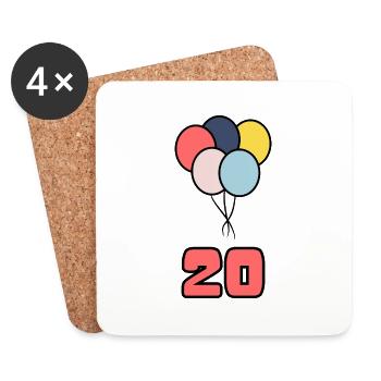 20. 20 YEARS. 20th ANNIVERSARY. 20TH ANNIVERSARY. - Coasters (set of 4) - white - Front