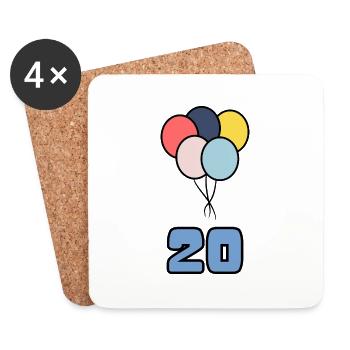 20. 20 ANS. 20e ANNIVERSAIRE. ANNIVERSAIRE 20 ANS. - Dessous de verre (lot de 4) - blanc - Devant