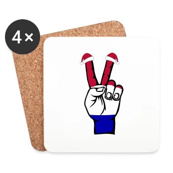 Drapeau de la Hollande Symbole de la paix de Noël - Dessous de verre (lot de 4) - blanc - Devant