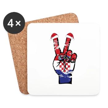Croatia Flag Christmas Peace Symbol used - Coasters (set of 4) - white - Front