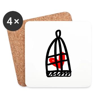 Caged heart - Coasters (set of 4) - white - Front