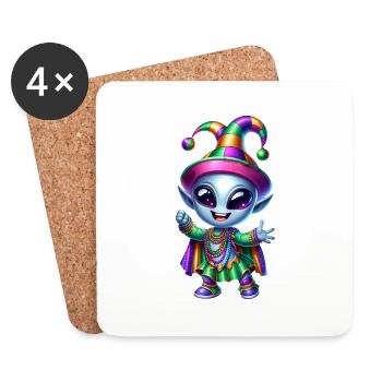 Mardi Gras Alien Merry Carnival - Coasters (set of 4) - white - Front