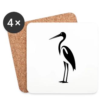 Simple petite cigogne - Dessous de verre (lot de 4) - blanc - Devant