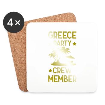 Équipe de fête en Grèce - Dessous de verre (lot de 4) - blanc - Devant