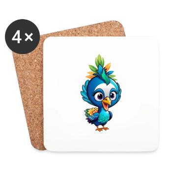 Cute Little Peacock - Coasters (set of 4) - white - Front