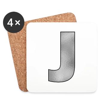 Lettre J Argent - Dessous de verre (lot de 4) - blanc - Devant
