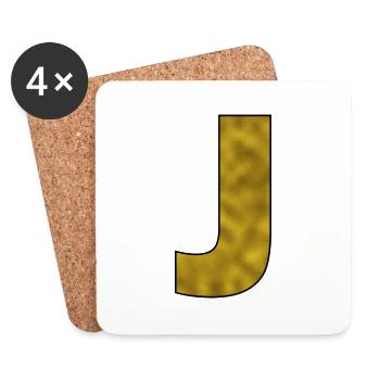 Lettre J Or - Dessous de verre (lot de 4) - blanc - Devant