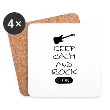 Keep Calm and Rock On mit Gitarre - Untersetzer (4er-Set) - Weiß - Vorne
