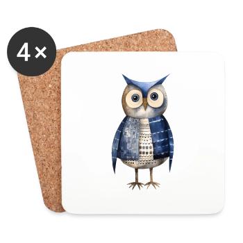 Whimsical Owl Explorer Tee - Nature & Adventure - Coasters (set of 4) - white - Front
