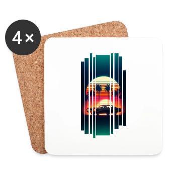 Voiture vintage California retrosunset - Dessous de verre (lot de 4) - blanc - Devant