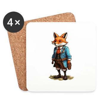 Lederhosen / Animal / Traditional costume / Tradition / Fox - Coasters (set of 4) - white - Front