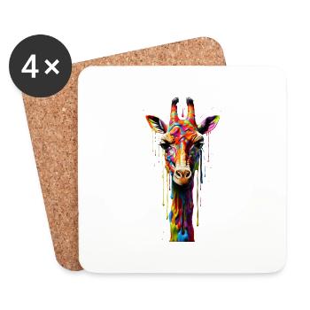 Girafe arc-en-ciel - Dessous de verre (lot de 4) - blanc - Devant