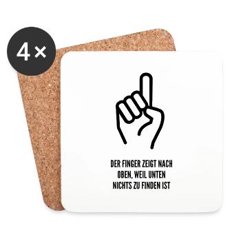 Der Finger zeigt nach oben, denn unten ist nichts - Untersetzer (4er-Set) - Weiß - Vorne