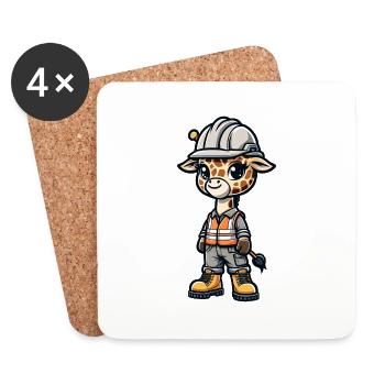 Cute Giraffe Construction Worker - Untersetzer (4er-Set) - Weiß - Vorne