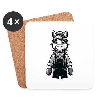 Cute Horse Farmer - Coasters (set of 4) - white - Front