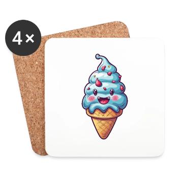 Smiling Ice Cream Creation - Coasters (set of 4) - white - Front