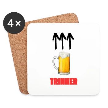 "Frohes Krügel" T-Shirt - Untersetzer (4er-Set) - Weiß - Vorne
