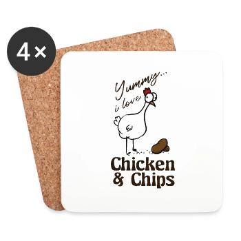 chicken and chips - Coasters (set of 4) - white - Front
