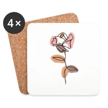 VINTAGE MINIMALISTISCHE ROSE - Untersetzer (4er-Set) - Weiß - Vorne