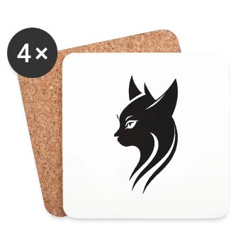 Cat Head - Coasters (set of 4) - white - Front